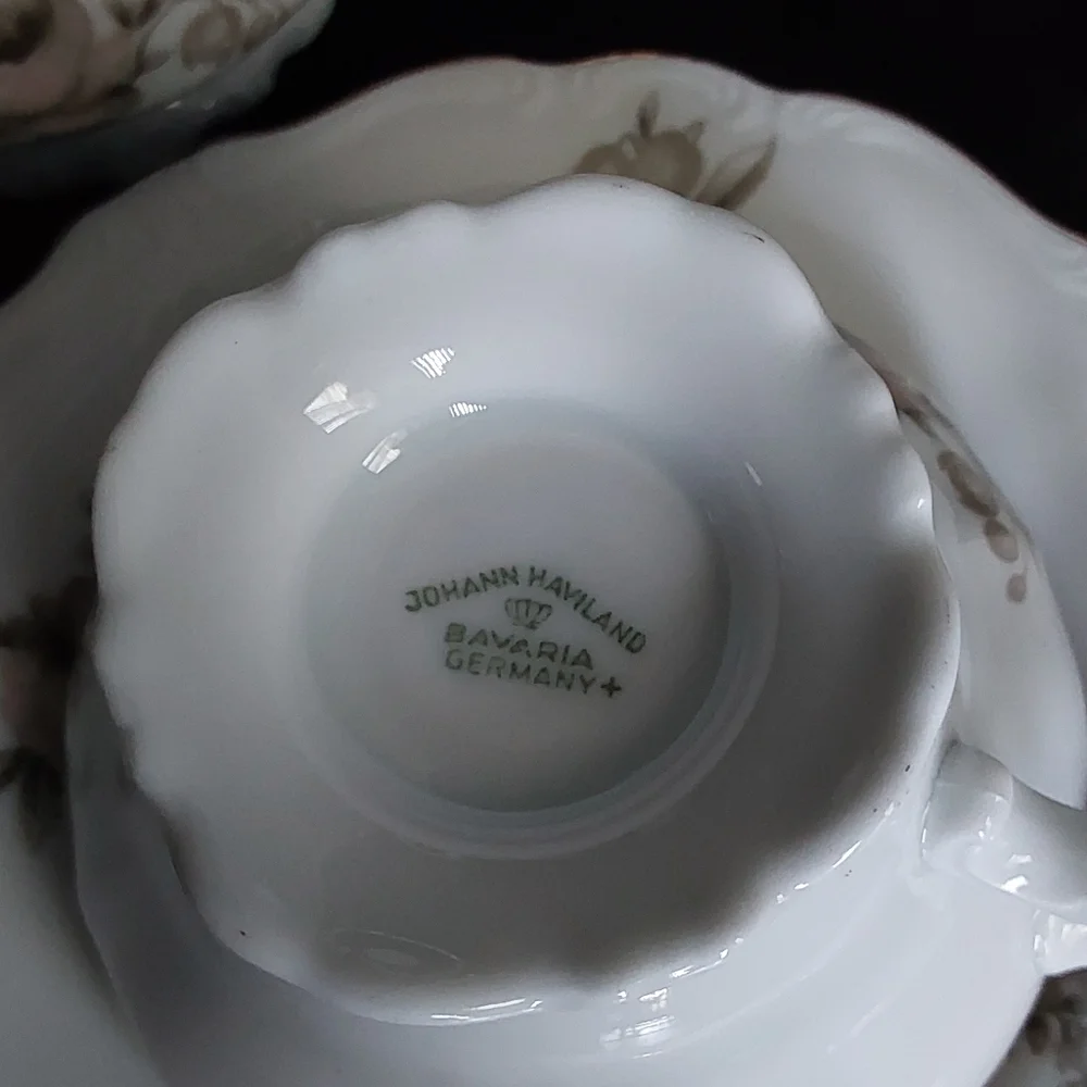Johann HAVILAND BAVARIA GERMANY  SEPIA‎ ROSE TEA SET FOR 4